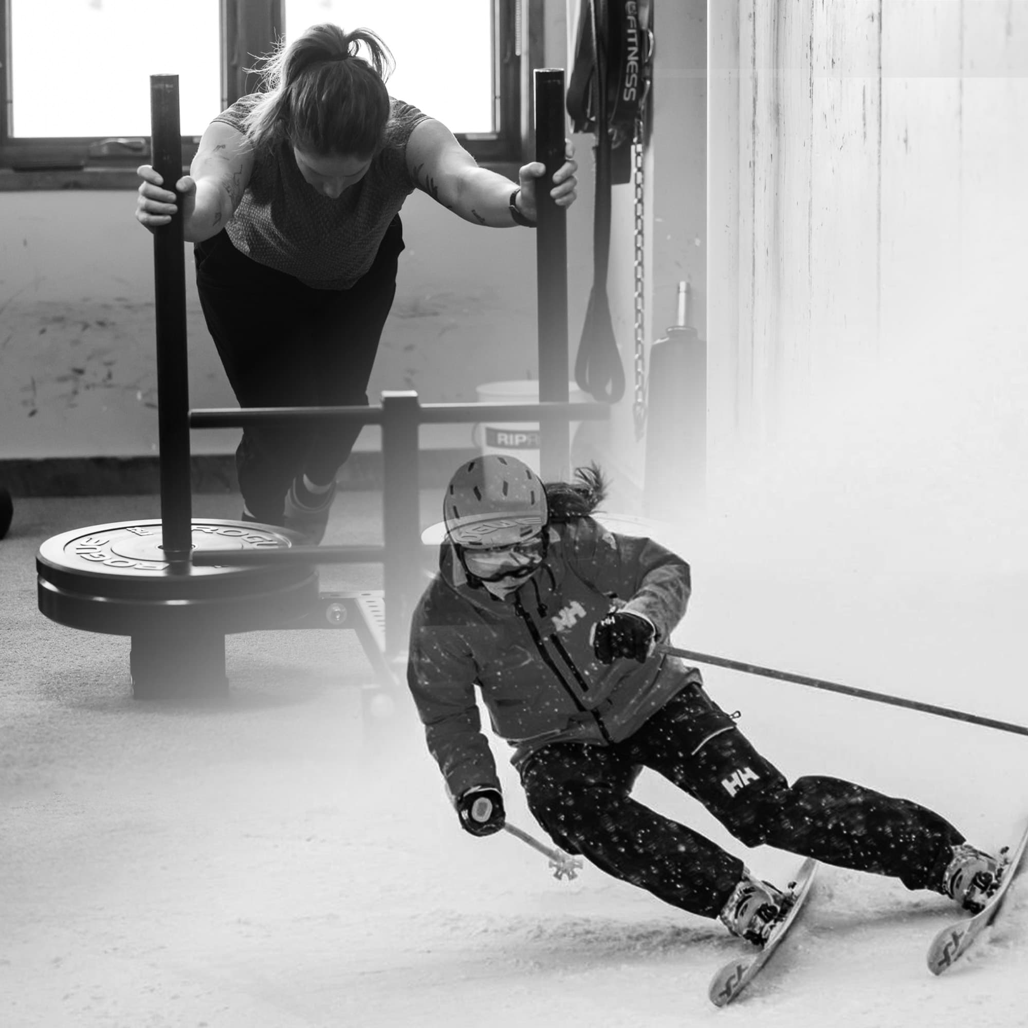 Woman pushing weights at Wildfire Coaching in Driggs, Idaho
